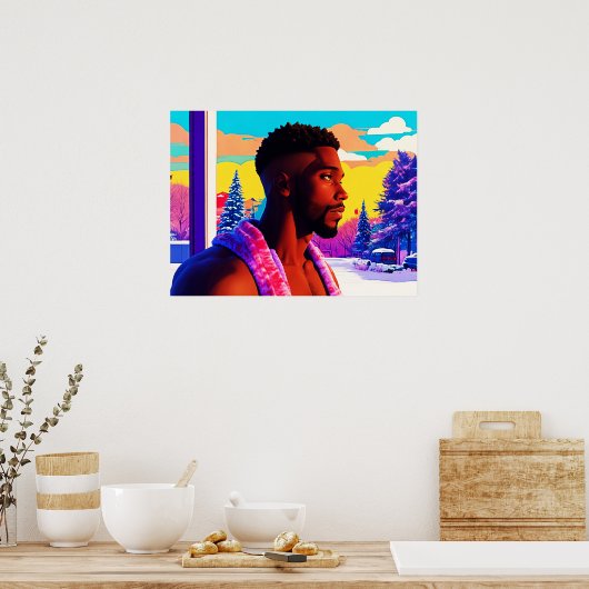 Winter Holiday Beefcake Hunk 2501 Poster (Küche)