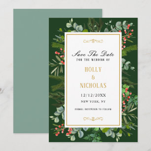 Winter Holiday Berries Skript für Watercolor Save The Date
