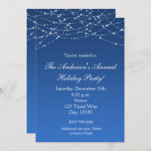 Winter Holiday Blue Glitzer Elegante Einladung (Vorne/Hinten)