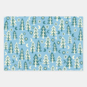 Winter Holiday Blue Green Trees Pattern Gift Geschenkpapier Set (Vorderseite 2)