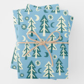 Winter Holiday Blue Green Trees Pattern Gift Geschenkpapier Set (Beispiel)