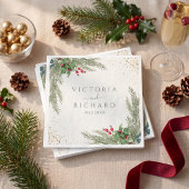 Winter Holiday Botanische Grüne Hochzeit Serviette