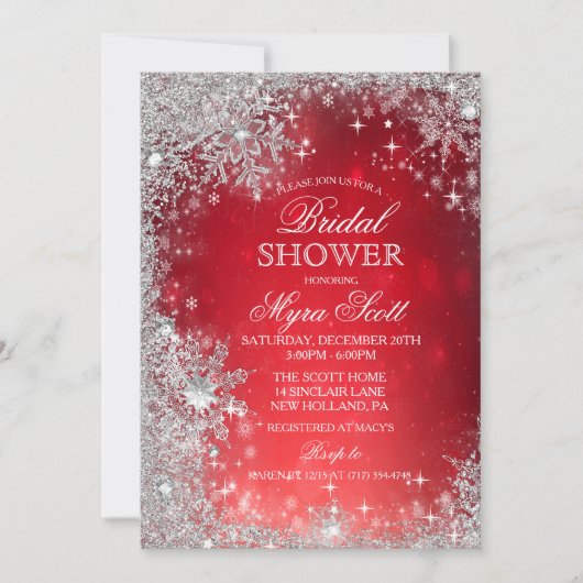 Winter Holiday Bridal Dusche Einladung (Vorderseite)