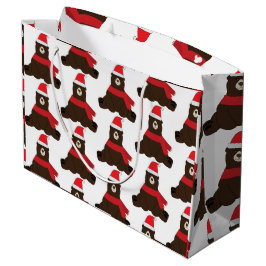 Winter Holiday Brown Bär Große Geschenktasche Geschenktüte