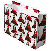 Winter Holiday Brown Bär Große Geschenktasche Geschenktüte (Vorderseite Schrägansicht)