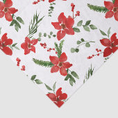 Winter Holiday Christmas Red Floral Pattern Seidenpapier (Ausschnitt)