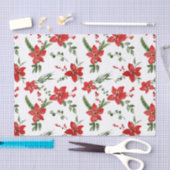 Winter Holiday Christmas Red Floral Pattern   Seidenpapier (Handwerk)