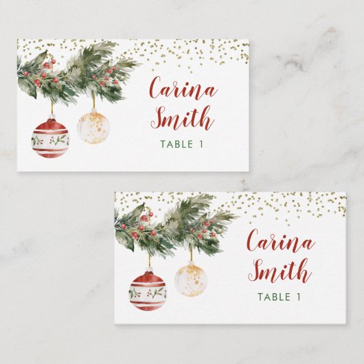 Winter Holiday Deck - Halls Brautparty Platzkarte (Vorne/Hinten)