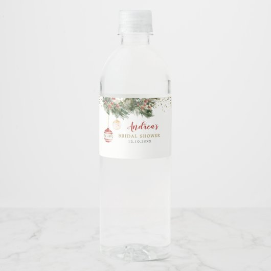 Winter Holiday Deck - Halls Brautparty Wasserflaschenetikett (Vorderseite)
