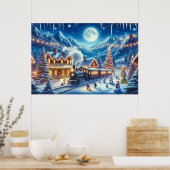 Winter Holiday Express Züge Malerei Poster (Küche)