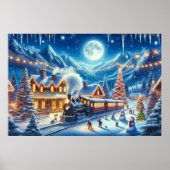 Winter Holiday Express Züge Malerei Poster (Vorne)