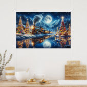 Winter Holiday Express Züge Malerei Poster (Küche)