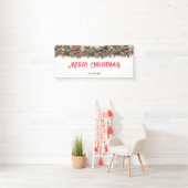 Winter Holiday Floral Indoor Christmas Banner (Insitu)