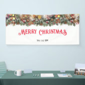 Winter Holiday Floral Indoor Christmas Banner (Messe)