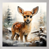 Winter Holiday Forest Szene Niedlich Baby Liebe Poster (Vorne)