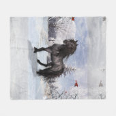 Winter Holiday Friesian Horse 2024 Fleecedecke (Vorderseite (Horizontal))