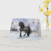 Winter Holiday Friesian Horse 2024 Karte (Gelbe Blume)