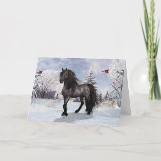 Winter Holiday Friesian Horse 2024 Karte