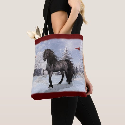 Winter Holiday Friesian Horse 2024 Tasche (Von Nahem)