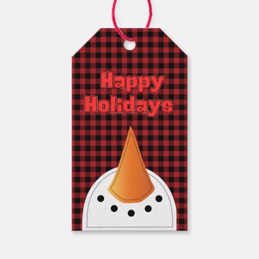 Winter Holiday Funny Snowman Cartoon Face Geschenkanhänger (Vorderseite)