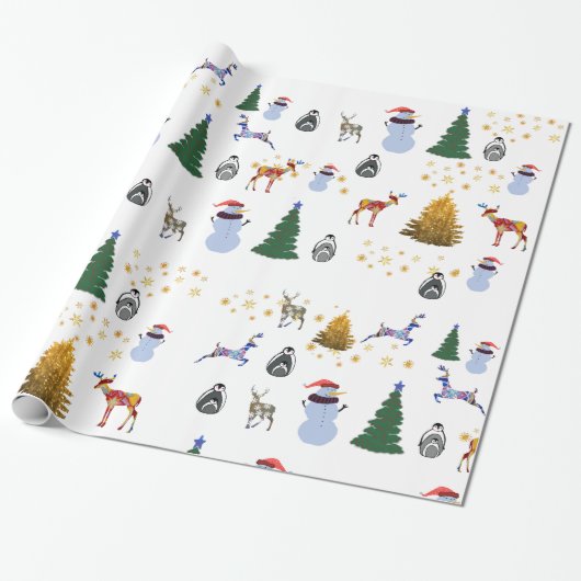 Winter Holiday Glossy Wrapping Paper, 30 in x 2 ft Geschenkpapier (Ungerollt)