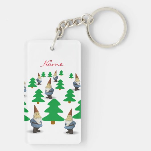 Winter Holiday Gnomes Weihnachtsbaumen Thunder_Cov Schlüsselanhänger (Rückseite)