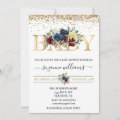 Winter Holiday Gold Baby Dusche Blume Einladung (Vorderseite)