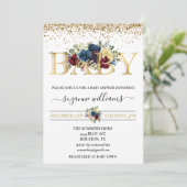 Winter Holiday Gold Baby Dusche Blume Einladung (Stehend Vorderseite)