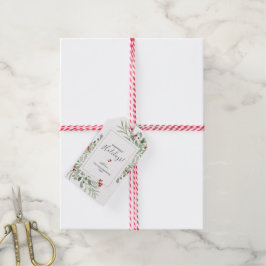 Winter Holiday Green Botanicals Red Berries Custom Geschenkanhänger