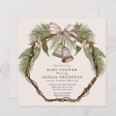 Winter Holiday Greenery | Boho Baby Shower Einladung (Vorne/Hinten)