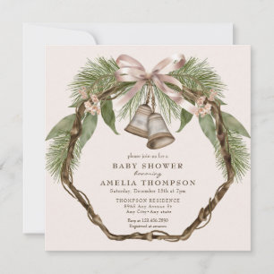 Winter Holiday Greenery Boho Baby Shower Einladung