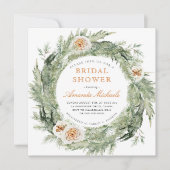 Winter Holiday Greenery Pine Rose Brautparty Einladung (Vorderseite)