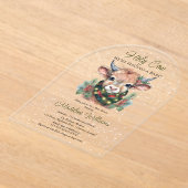 Winter Holiday Highland Heilige Kuh Baby Dusche Acryleinladungen (Ablage )