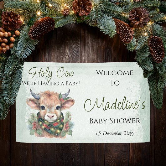 Winter Holiday Highland Heilige Kuh Baby Dusche Banner