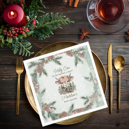 Winter Holiday Highland Heilige Kuh Baby Dusche Serviette