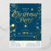 Winter Holiday Navy Blue Snowflake Weihnachts-Part Folieneinladung (Vorderseite)