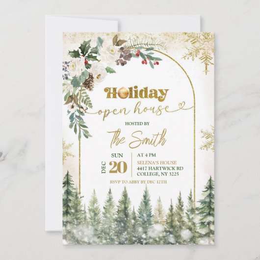 Winter Holiday Open House Weihnachts-Party Einladung (Vorderseite)