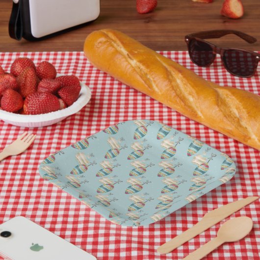 Winter Holiday Ornament Pattern Serving Tray Pappteller (Picknick)