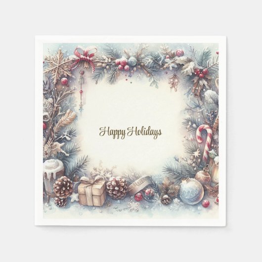 Winter Holiday Paper Napkin Serviette (Vorderseite)