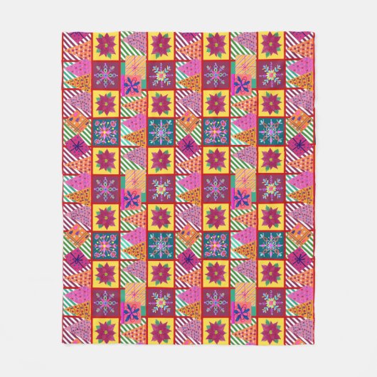 Winter Holiday Patchwork Fleecedecke (Vorderseite)