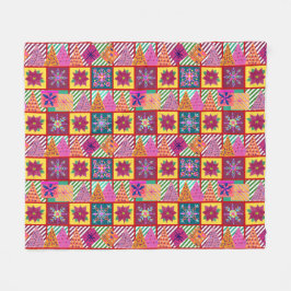 Winter Holiday Patchwork Fleecedecke