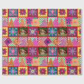 Winter Holiday Patchwork Foto Geschenkpapier (Flach)
