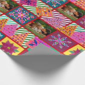 Winter Holiday Patchwork Foto Geschenkpapier (Ecke)