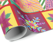 Winter Holiday Patchwork Foto Geschenkpapier (Rolleneckpunkt)