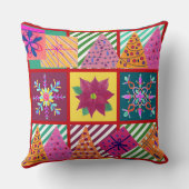 Winter Holiday Patchwork Foto Kissen (Rückseite)