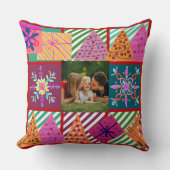 Winter Holiday Patchwork Foto Kissen (Vorderseite)