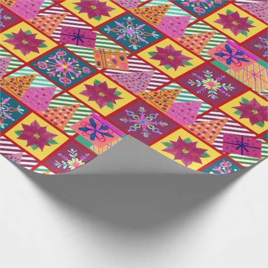 Winter Holiday Patchwork Geschenkpapier (Ecke)