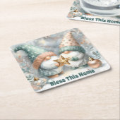 Winter Holiday Personalized Gnome Bless This Home Rechteckiger Pappuntersetzer (angewinkelt)