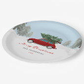 Winter Holiday Red Truck Weihnachts Party Paper Pl Pappteller (Schrägansicht)