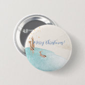 Winter Holiday Rentier Button (Vorne & Hinten)